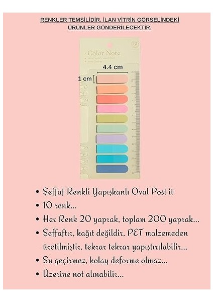 Şeffaf Renkli Yapışkanlı Not Kağıdı Oval Etiket (Gül Kokusu) fiyatları
