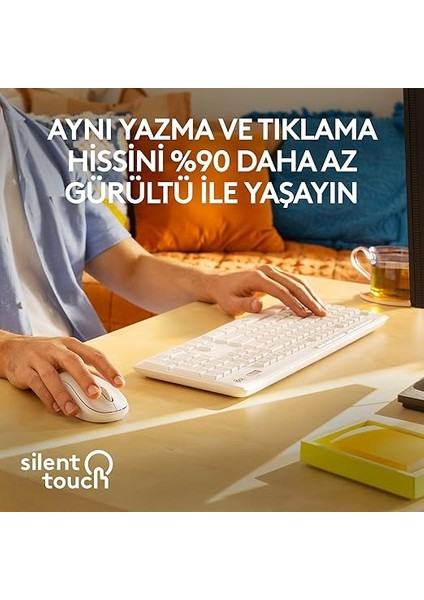 MK295 Sessiz Kablosuz Türkçe Klavye Mouse Seti Beyaz fiyatları