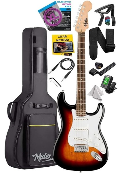 RPH-30SB Gül Klavye Strat Kasa Sss Elektro Gitar Seti