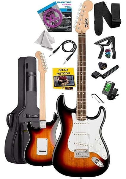 RPH-30SB Gül Klavye Strat Kasa Sss Elektro Gitar Seti fiyatları