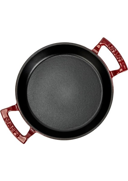 Döküm Yuvarlak Sahan Döküm Demir Yekpare Çift Kulplu ÇAP(Ø)24CM. Kırmızı modelleri