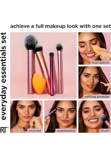 Technıques Everyday Essentials Makyaj Fırçası, Yüz Için Komple Set (Yüz Süngeri, Yüz, Ruj, Ayarlama ve Delüks Göz Farı Fırçası) fiyatları