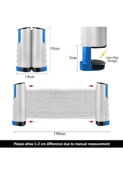 Masa Tenisi Ağı, Taşınabilir Geri Çekilebilir Ping Pong Ağı, Uzatılabilir Masa Tenisi Ağı, Ayarlanabilir Uzunluk 190 cm (Maks) x 15 cm fiyatları