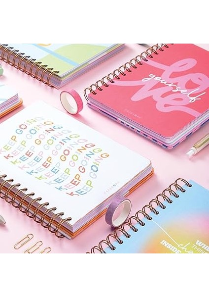 A5 Spiralli Süresiz Renkli Planlayıcı Ajanda Motivasyon Sayfalı Soyut fiyatları