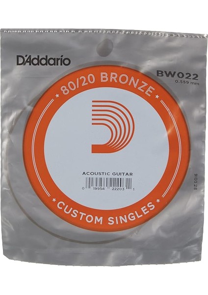 BW022 Akustik Tek Tel, 80/20 Bronze Wound, 022, Paket=5x