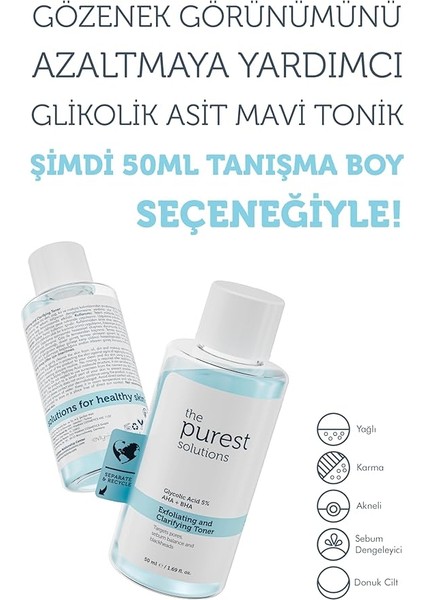 Purest Solutions Canlandırıcı ve Gözenek Sıkılaştırıcı Glikolik Asit Mavi Tonik, Seyahat Boy 50 ml modelleri