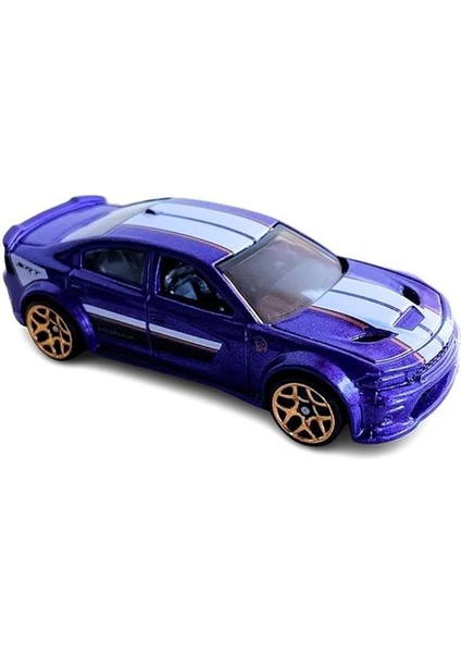 Wheels - '20 Dodge Charger Hellcat - O Zaman ve Şimdi 7/10 - HKJ45 - Kısa Kart - Mor Metalik - Srt - Mattel 2023