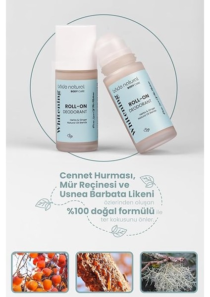 Natural Doğal Roll On Beyazlatıcı Ter Kokusu Önleyici Koltuk Altı DEODORANT%100 Doğal ve Vegan 50 ml modelleri