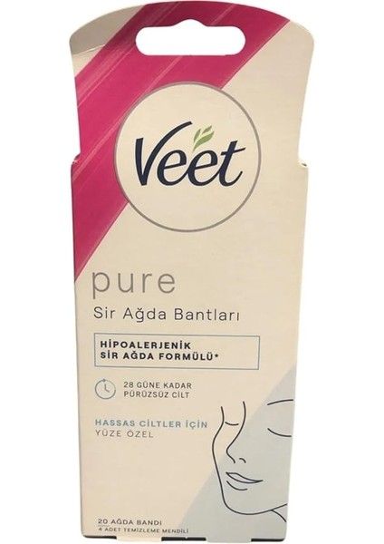 Pure Hipoalerjenik Yüz Için Parfümsüz Sir Ağda Bandı (1 x 20 Adet)