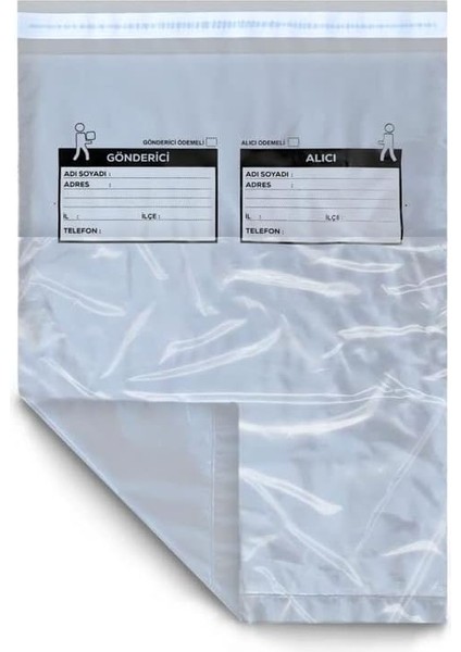 Gri Kargo Poşeti 30X37+5 cm - 100 Adet