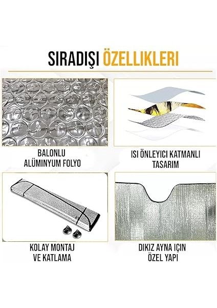 Ön Cam Katlanabilir Güneşlik Araba Metalize Perde (130X60) indirimleri