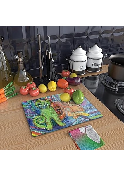 Cam Kesme Tahtası Kedi Desenli indirimleri