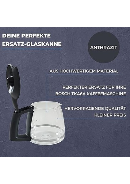 Yedek Sürahi Cam Sürahi Antrasit TKA6A Bosch Kahve Makinesi TKA6A044 / TKA6A047 Için modelleri