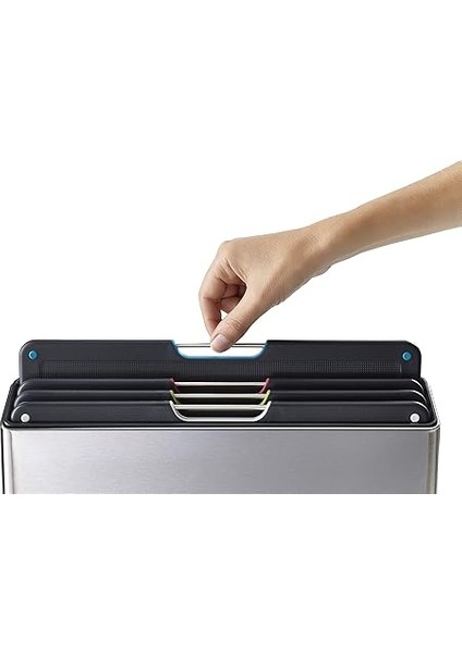 Joseph Folio 4 Parça Renk Kodlu Doğrama Tahtası Seti, Organize Mutfak Depolama Için Ince Kılıf, Büyük, Paslanmaz Çelik modelleri