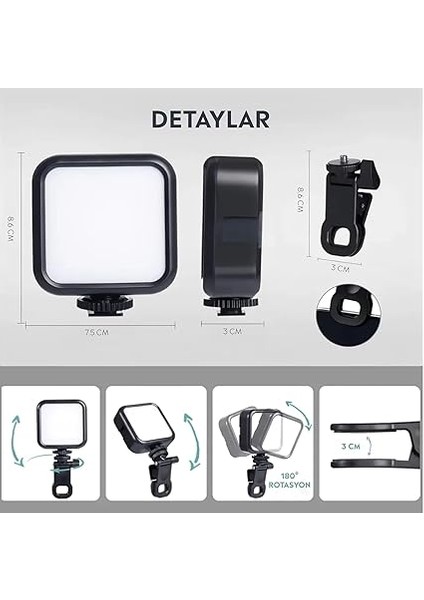 Şarj Edilebilir Selfie Işığı, Telefon Dizüstü Bilgisayar Tablet Için Klipsli Dolgu Işığı Video Konferans Için Taşınabilir Işık Canlı Akış Yakınlaştırma modelleri