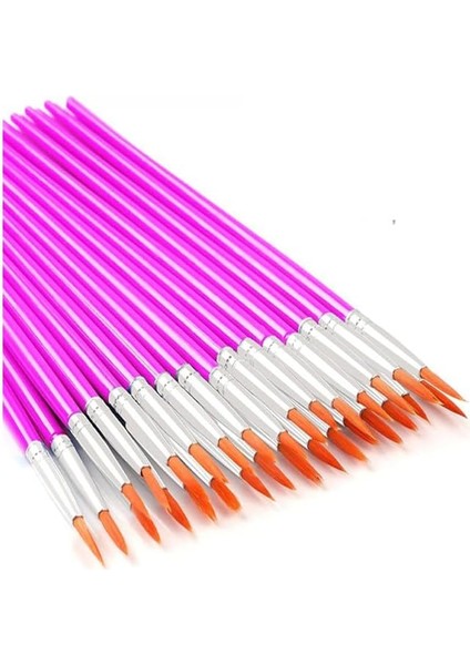 Fırçası 2 Numara 10 Adet Yuvarlak Uçlu Sentetik Resim Fırça Ekonomik Suluboya Akrilik Boya Guaj Boya Yağlı Boya