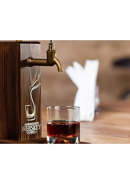 Gift Özel Viski Baskılı Musluklu Doğal Ahşap Içki Standı, Içki Çeşmesi, Doğum Günü Hediyesi, Ev Hediyesi, Içecek Dispenseri fırsatları