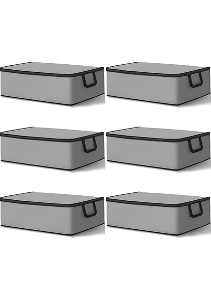 6 Adet Hurç Seti Gri Siyah Büyük Boy 64 x 45 x 22 Yorgan Hurcu Battaniye Yastık Baza Altı Dolap Üstü Çeyiz Bohçası Düzenleyeci Organizer