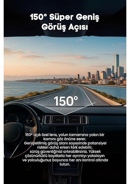 A7 4K Uhd/wifi/adas / 150° Ultra Geniş Açı/gece Görüşü/ön + Arka Araç Kamerası (2025) + Hafıza Kartı Hediyeli fırsatları