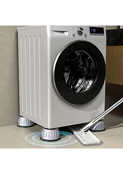 Anti-Titreşim Ped Seti | Çamaşır Makinesi ve Beyaz Eşya Için Kaymaz Gürültü Engelleyici Ayak Pedleri | 4 cm Yükseltici Lastik Stoper