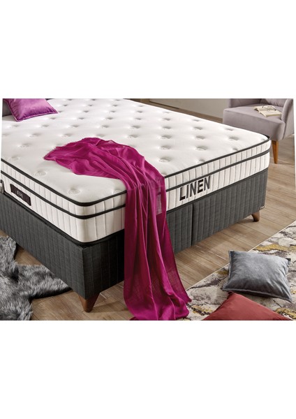 Lınen Set Tek Kişilik Yatak Seti 90 x 190 Başlık + Sandıklı Baza+ Ortopedik Yatak fırsatları