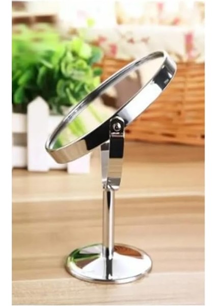 Home Mini Masa Üstü Makyaj Aynası, 360 Derece Dönebilen, Çift Taraflı, Krom Kaplama, Kompakt ve Şık Tasarım (Yuvarlak) indirimleri