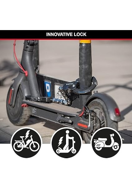 Lock Kelepçe Kilidi - Bisiklet Kilidi [9 Bağlantı - 55 Cm] [sertifikalı] 8290EURDPRO - Scooter Scooter, Bisiklet, Bebek Arabası, Siyah, Yüksek Teknoloji Ürünü Abs Kaplamalı Için Ideal modelleri