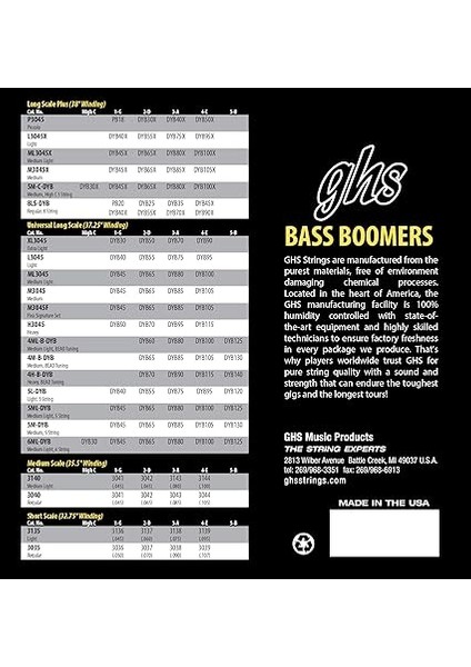 Bass Boomers - ML3045 - Bass String Set, 4-String, Medium Light, .045-.100, 2-Pack fiyatları