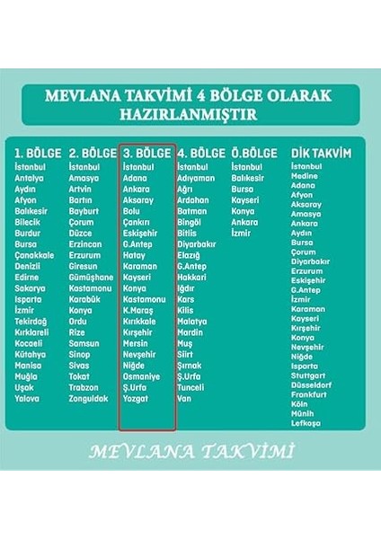 Takvimi 2025 Blok Duvar 3. Bölge fiyatları