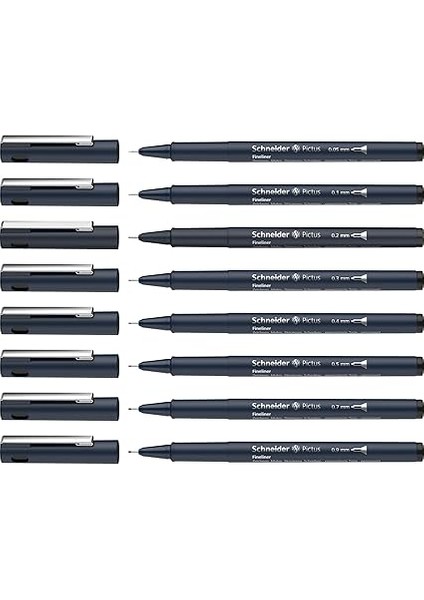 Pictus Fineliner (8 Farklı Çizgi Kalınlığı: 0,05 – 0,9 Mm) Siyah, 8'li Kutu fiyatları