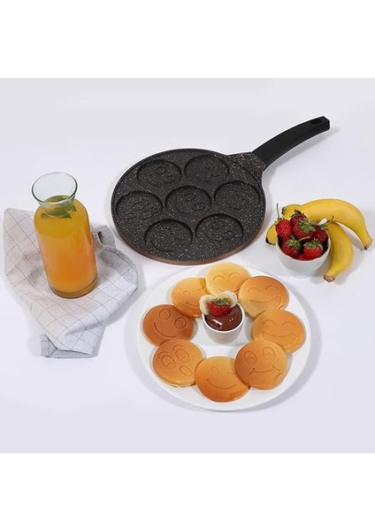 Fun Cooking Gülen Yüz Alüminyum Döküm Granit Kaplama Pankek Tava 26 cm indirimleri