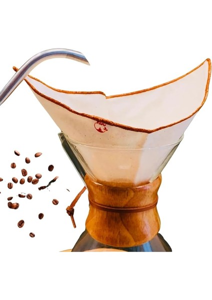 Adet) Yıkanabilir, Kumaş Chemex Kahve Filtresi AĞARTILMAMIŞ%100 Ham Pamuk, Organik, Ekolojik Filtre Chemex (C.2)