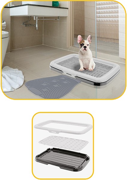 Akıllı Köpek Tuvaleti Elekli gri-Antrasit Siyah Renkli 60X40X5 cm fırsatları