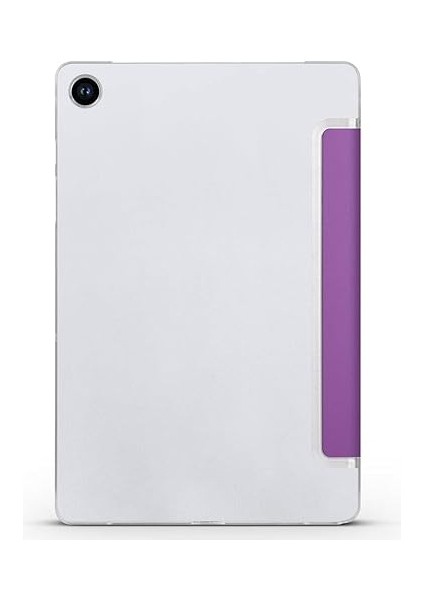 Samsung Galaxy Tab A9 ile Uyumlu Tablet Kılıfı Smart Cover Uyku Modlu Standlı Arkası Sert Şeffaf Kapak - Lacivert modelleri