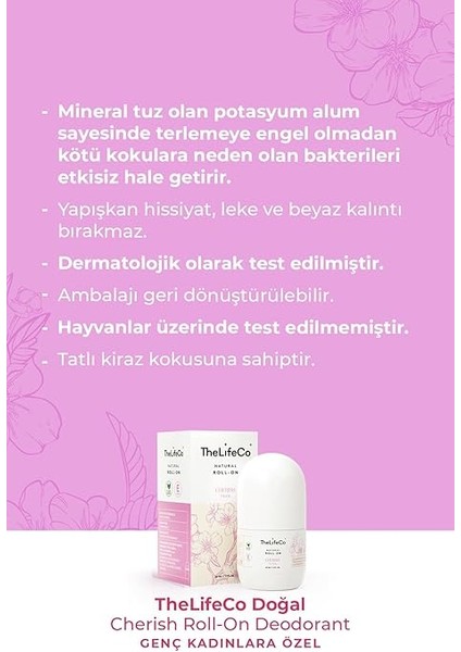 Doğal Roll-On Cherish - Teenage 60 ml (Alkol,alüminyum,paraben,sentetik Koku Içermez) indirimleri