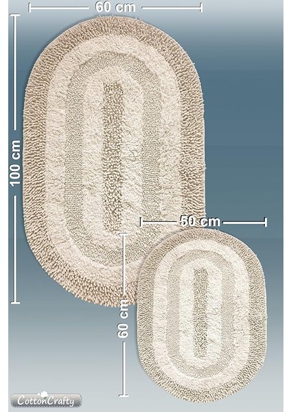 Pamuk El Tafting Banyo Paspas Seti, Banyo Halısı Cottonway 2 Li Set 60X100-60X50 (Bej) fiyatları