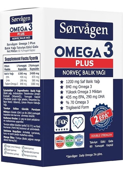 Omega3 Plus 1200MG Balık Yağı, 60 Kapsül fiyatları