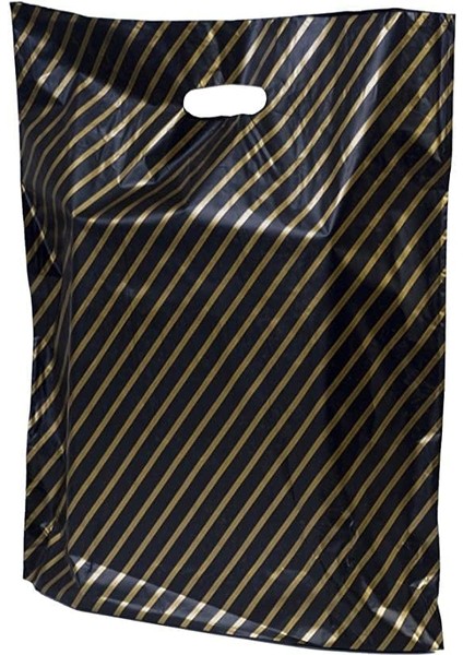 Ambalaj Çizgili Mağaza Poşeti (No 5) 50 Adet 50X60 cm Çizgili Takviyeli Poşet Diagonal Poşet