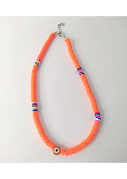 Boncuklu Neon Turuncu Fimo Kolye Bijuteri Takı fiyatları