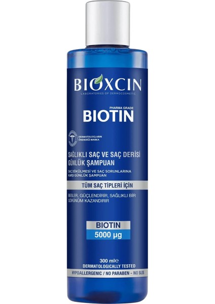 Biotin Dökülme Karşıtı Şampuan – 300 ml – Biotin, Çinko, B Vitamin Kompleksi ve Termal Su Içerikli – Saç Dökülmesine Karşı Etkili Bakım