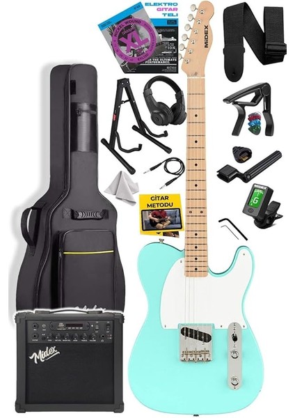 TLX-50GR-25AMP Tele Kasa Maple Klavye 2 Single-Coil 25W Amfili Elektro Gitar