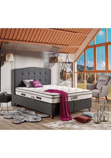 Lınen Set Çift Kişilik Yatak Seti 140 x 190 Başlık + Sandıklı Baza+ Ortopedik Yatak fırsatları