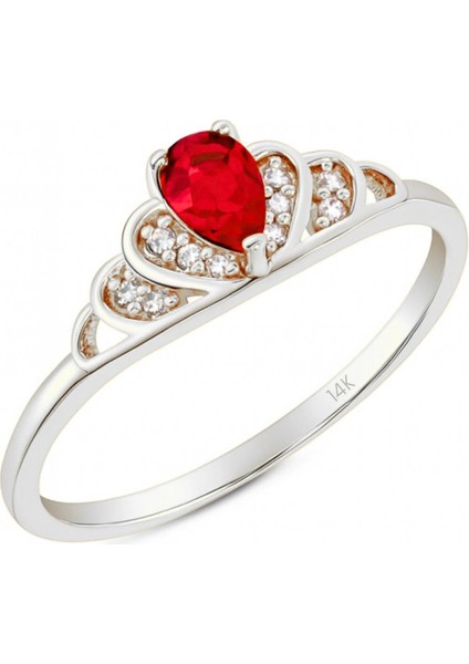 14 Ayar Altın Prenses Tacı Yakut Yüzük fırsatları