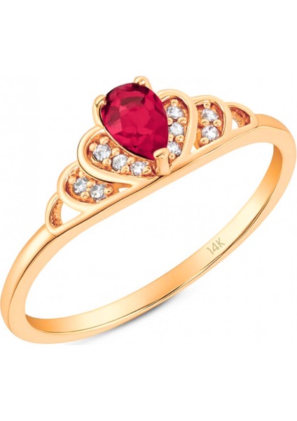 14 Ayar Altın Prenses Tacı Yakut Yüzük indirimleri