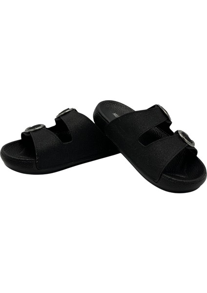 Zenne 11501 Günlük Terlik Beyaz Simli Çift Toka Kutulu Terlik Günlük Terlik modelleri