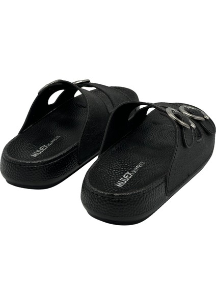 Zenne 11501 Günlük Terlik Beyaz Simli Çift Toka Kutulu Terlik Günlük Terlik