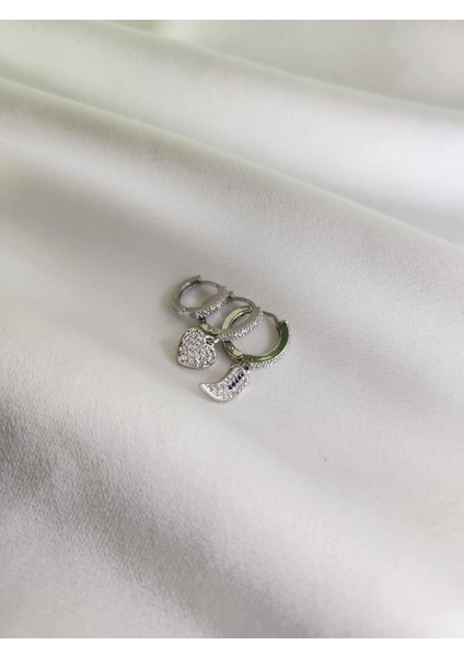 - Zirkon Taşlı Kalp Detaylı Çelik Küpe modelleri