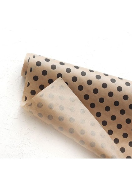 Kağıdı, Puantiye Desenli, Kraft-Siyah, 70X100 cm 5 Adet