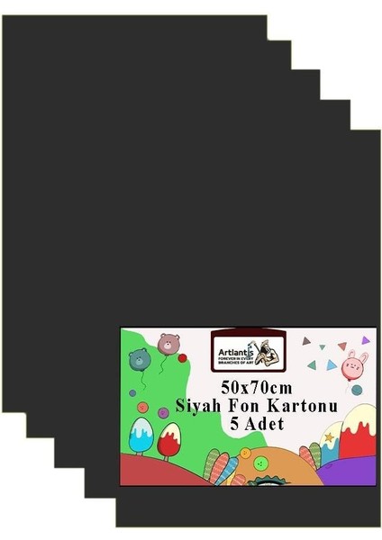 Fon Kartonu 50X70 cm 120 gr 5 Adet 50 * 70 cm Renkli Fon Kartonu Kağıdı 120 gr Okul Sınıf Etkinlik Kreş Okul Öncesi Siyah