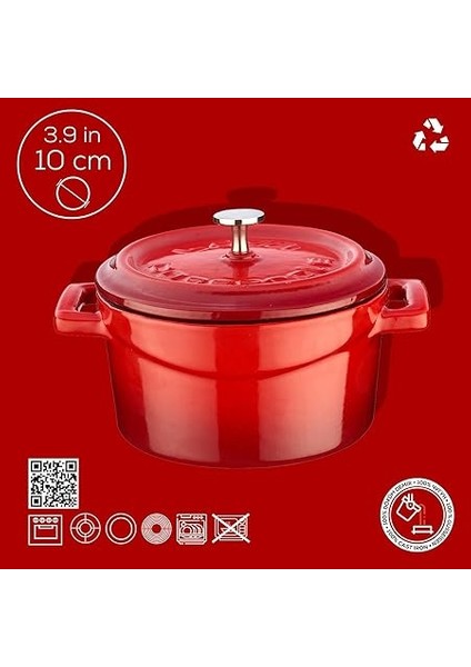 Metal Döküm Mini Tencere, 10 Cm, 0.35 L Hacim, Kırmızı fırsatları